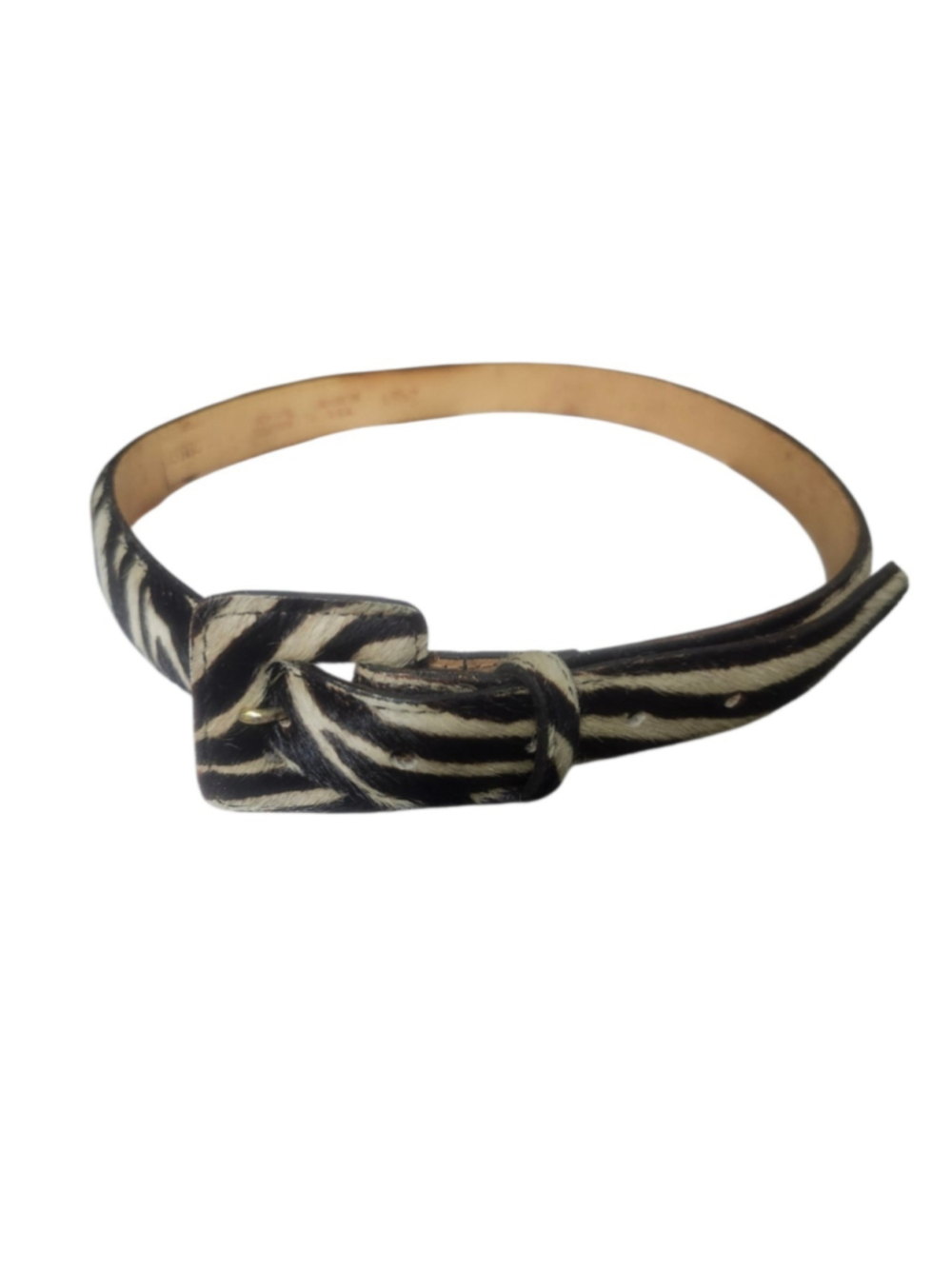 Vintage Henri Bendel Zebra Print Calf Hair Belt Medium Made in USA Style 4357